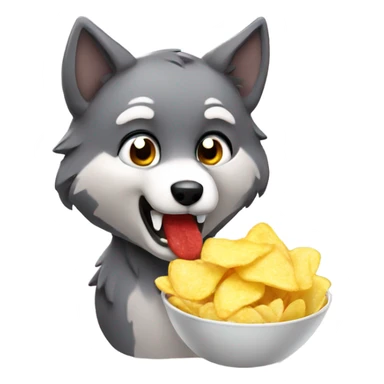 cute wolf eat chips sticker