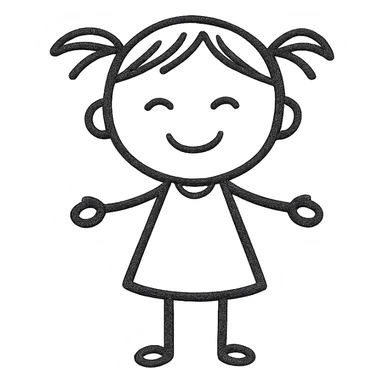 child, minimalist black outline icon, no fill, simple lines sticker