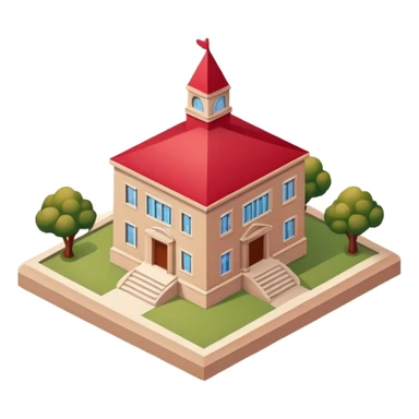 isometric beige and crimson school sticker