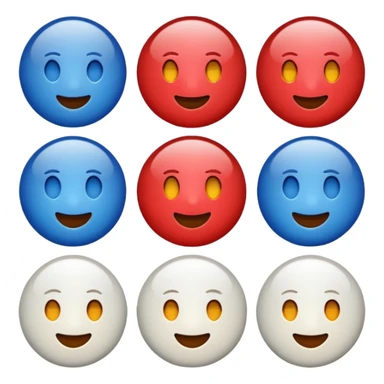 A high-quality emoji-style icon in red, white, and blue only (no other colors).
Smooth shading and highlights using only red, white, and blue, no gradients outside those colors.
No text, no symbols, no additional colors. sticker