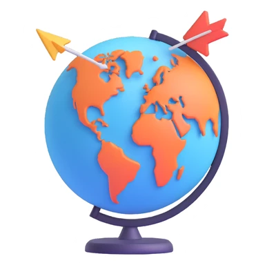 VPN icon with a globe, an arrow, and a connection network, modern 3D icon style sticker