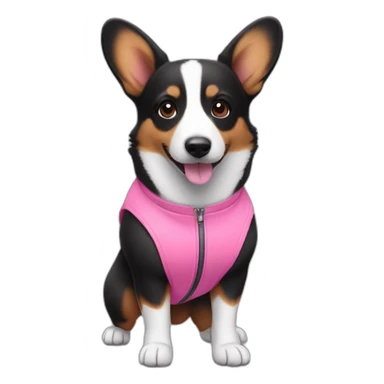 Black corgi with pink jumpsuite sticker
