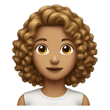 Girl with brown curly hair but tan sticker