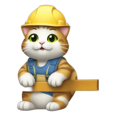 construction-cat-say-"yoshi" sticker