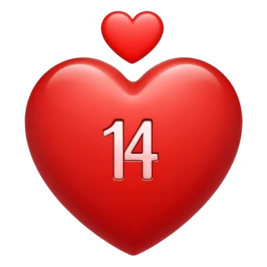 the number "14" in a red heart sticker
