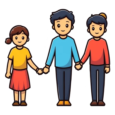 joyful family holding hands sticker