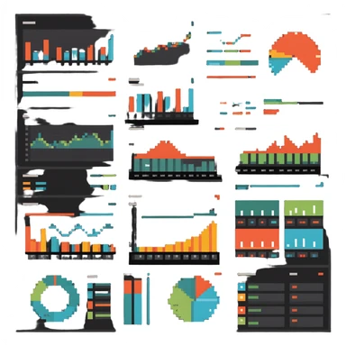 Dashboard paper design with charts, boxes, and planning sections sticker