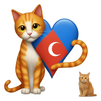 Albanian flag and orange cat with in the blue heart sticker