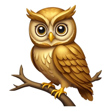 golden owl sitting on a branch sticker