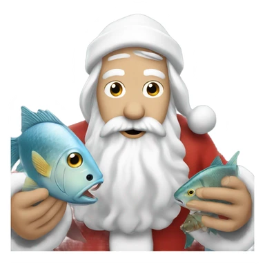 White Santa with fish in his hands  sticker