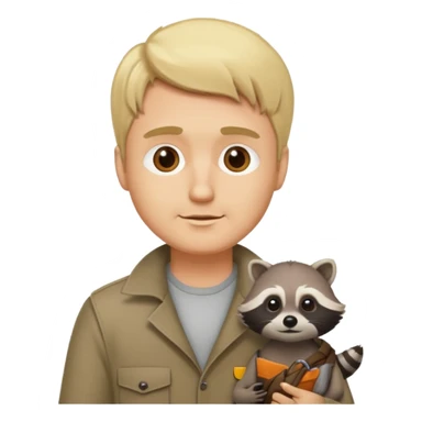 blonde man with racoon sticker