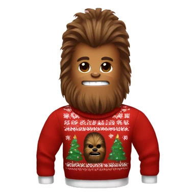 Chewbacca wearing hair rollers and wearing and Christmas sweater sticker