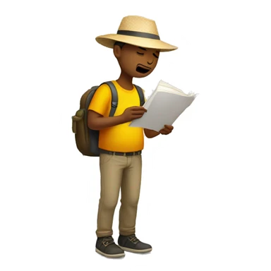 tourist reading sign with no info and have pain in stomach sticker