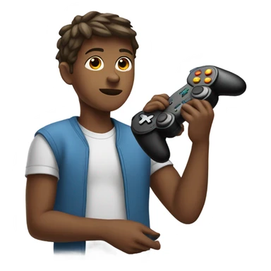 Large boy with video game sticker