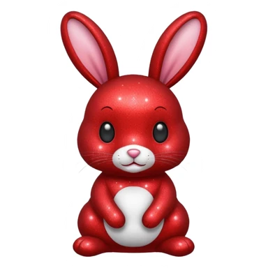 red glitter rabbit Happy  sticker