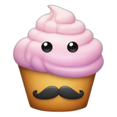 cute cupcake with smiling face eyes and moustaches  sticker