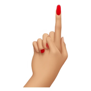woman hand pointing right, red nail varnish sticker