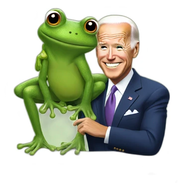 Biden with frog sticker