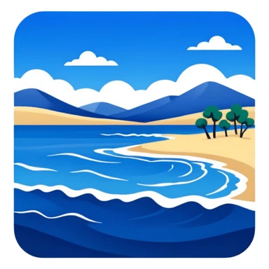 Matisse style BLUE abstract art landscape sticker