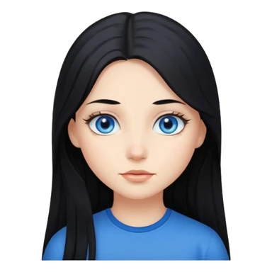 Emoji chica pelo largo negro ojos azules  sticker
