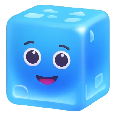 ice cube emoji with blue hues conveying coldness sticker