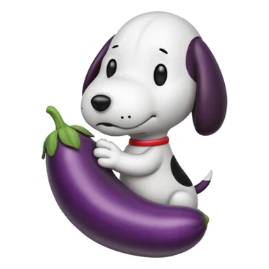 Black and white Snoopy with an eggplant sticker
