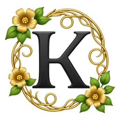 Shin yBlack letters B and the letter K outlined with hold and a gold flowervine around the left side sticker
