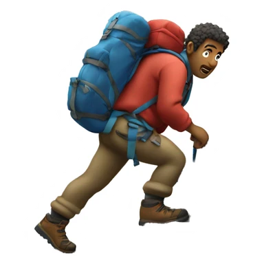 sherpa climbing a mountain with backpack sticker