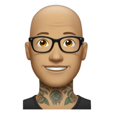 Tattooed man bald with glasses sticker