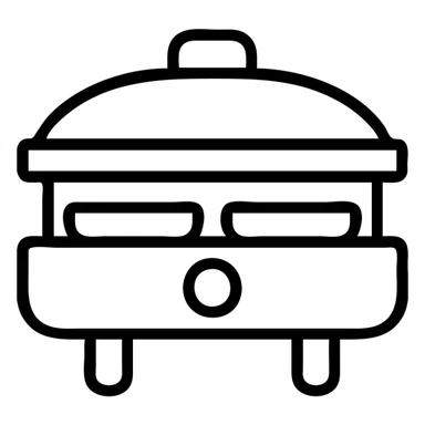 appareil à raclette, icône ligne noire, vue de face sticker