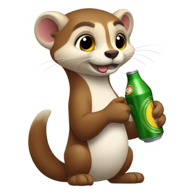 Weasel drinking beers sticker