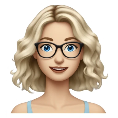 Shoulder length Balayage pale model lady with glasses and blue eyes happy  sticker