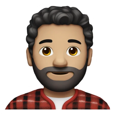  Caucasian man with black hair and brown eyes wearing red and black buffalo plaid pjs sticker