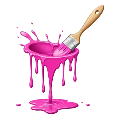  flying art brush dripping pink slop paint sticker