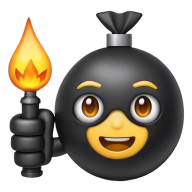 Cute emoji holding a bomb in his hand sticker