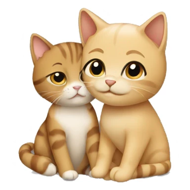 blonde and a brown cat cuddling sticker
