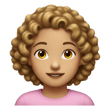 A girl with light skin and brown hair who gets curly from tube middle which is of medium length  sticker