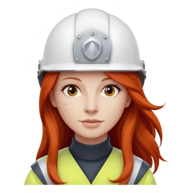 Mujer pelo rojo y largo con casco blanco sin logos  sticker