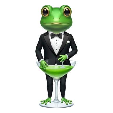 Frog in glass and tuxedo sticker