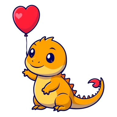 bearded dragon with heart balloon sticker