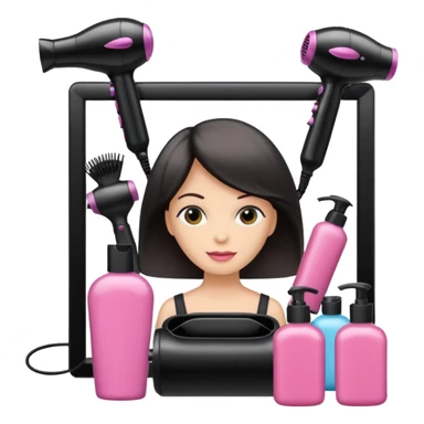 secador de pelo, ruleros, shampoo, peluqueria sticker