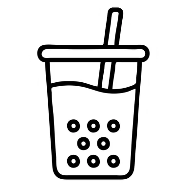 beige bubble tea with black bubbles, minimalist style, transparent background sticker