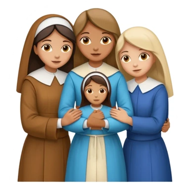 Hugging one carmelitan sister and one woman  in different clothes sticker