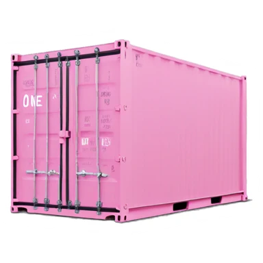 a pink shipping container with the word "ONE" in white on the long side sticker