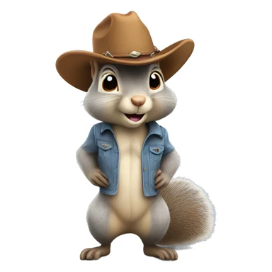 Full body grey Squirrel wearing a cowboy hat sticker