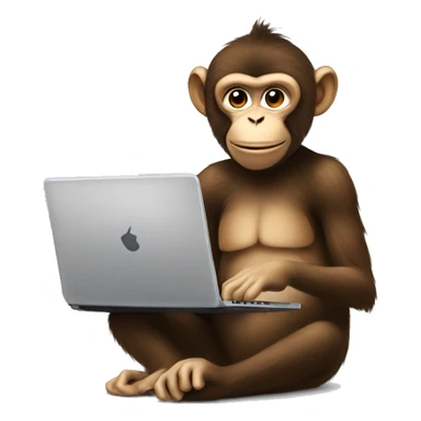 Monkey on a laptop, wearing hump day Tshirt, with a cup of coffee in hand sticker