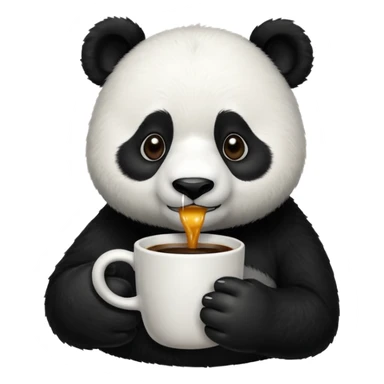 Panda drinking coffee sticker