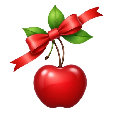 Red cherry with a red ribbon bow sticker