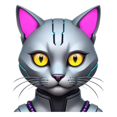 Cyber cat cyberpunk neon hacker  sticker