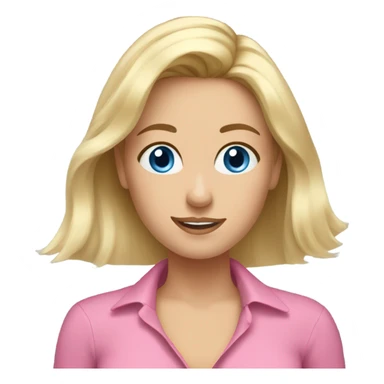 blue eyed woman blonde hair pink shirt. brushing hair sticker